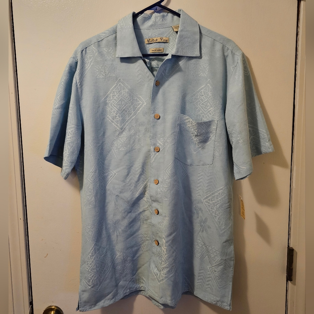 Batck Bay Men's Green Tropical Button Up Hawaiian Casual Shirt Size Medium NWT‎